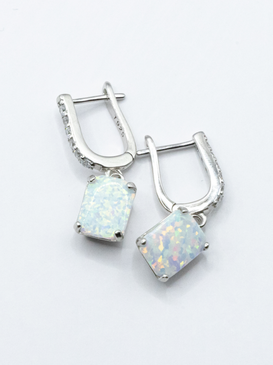 DAKOTA SILVER EARRINGS WHITE OPAL